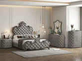 Perine Gray Velvet Eastern King Bed Model BD01061EK By ACME Furniture